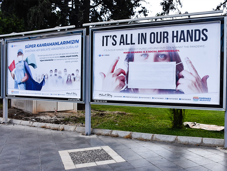 Muğla’da Üç Dilde Koronavirüse Karşı Farkındalık Billboardları 