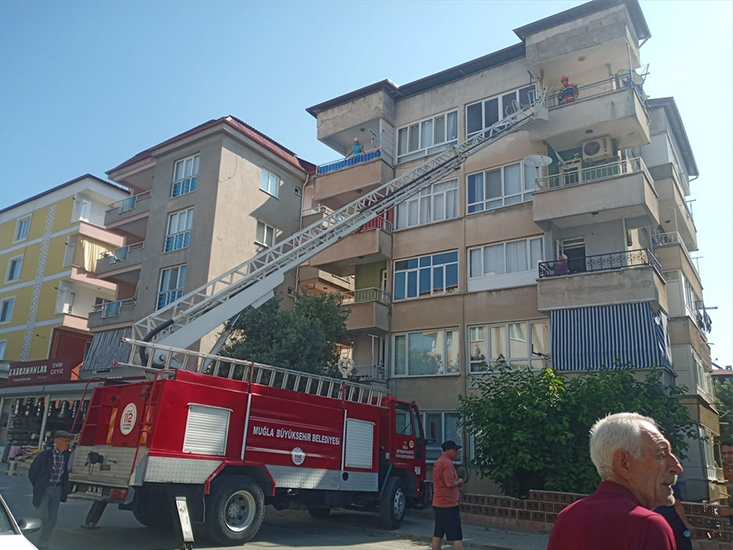 Muğla'da Apartmanın Beşinci Katında Mahsur Kalan Kediyi İtfaiye Kurtardı