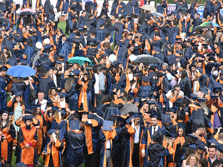 Muğla'da Mezun Olan Üniversite Öğrencileri Yağmur Altında Kep Attı