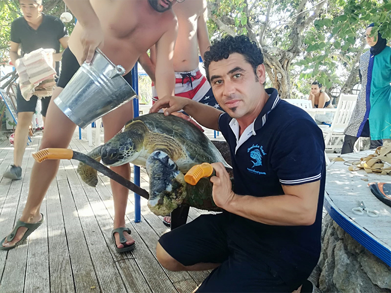 Muğla’da Misina Dolanan Caretta Caretta Kurtarıldı