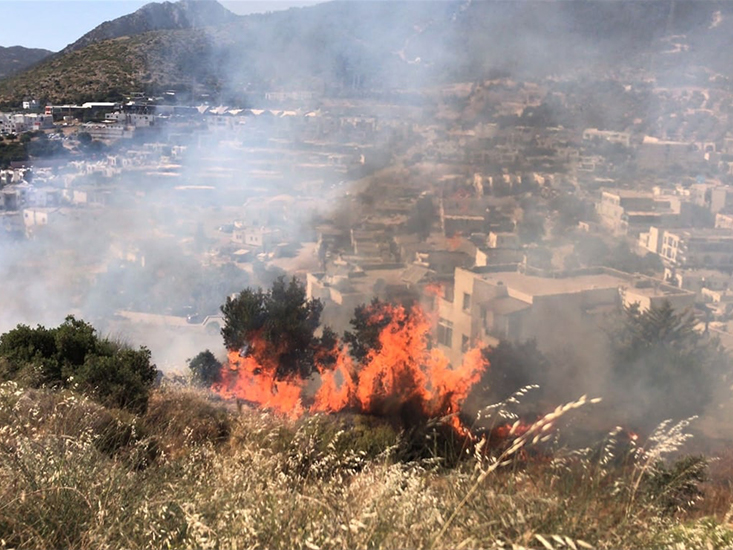 Bodrum'da Otluk ve Makilik Alanda Çıkan Yangın Söndürüldü